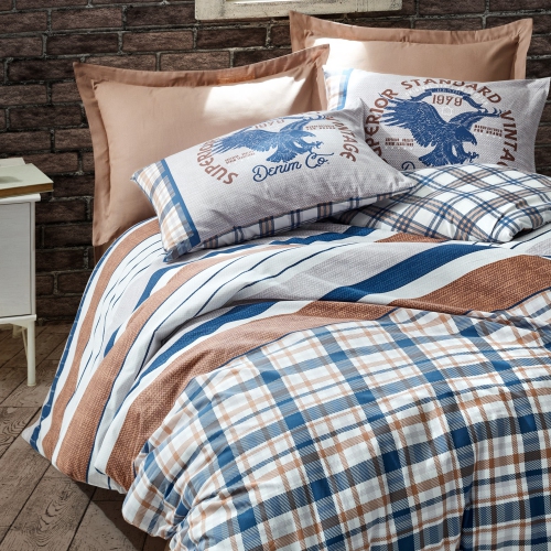 SUSSEXHOME Midnight Eagle Duvet Cover Set Brown, Full Size Duvet Cover, 1 Duvet Cover, 1 Fitted Sheet and 2 Pillowcases, Iron Safe, Hypoallergenic,