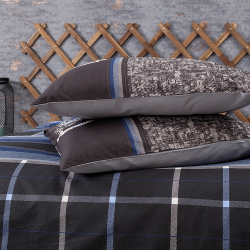 SUSSEXHOME Blue Gray Royalty Duvet Cover Set Anthracite, Full Size Duvet Cover, 1 Duvet Cover, 1 Fitted Sheet and 2 Pillowcases, Iron Safe,