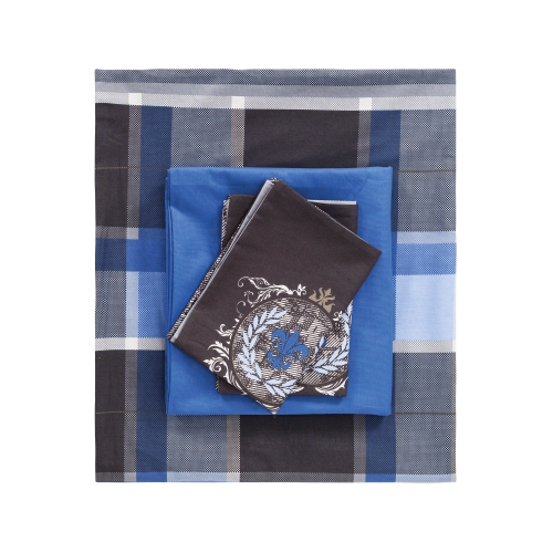 SUSSEXHOME Blue Gray Royalty Duvet Cover Set Anthracite, Full Size Duvet Cover, 1 Duvet Cover, 1 Fitted Sheet and 2 Pillowcases, Iron Safe,