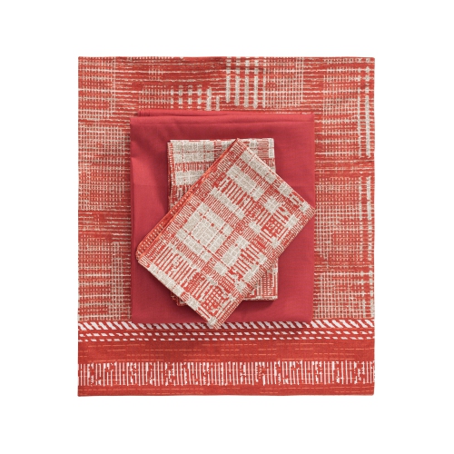 SUSSEXHOME Orange in West Duvet Cover Set, Turkish Cotton Queen Size Duvet Cover Set, 1 Duvet Cover, 1 Fitted Sheet and 2 Pillowcases, Hypoallergenic