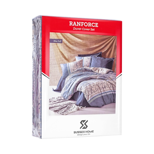 SUSSEXHOME Blue Fall Duvet Cover Set, 100% High Quality Turkish Cotton Full Size Set, 1 Duvet Cover, 1 Fitted Sheet and 2 Pillowcases,