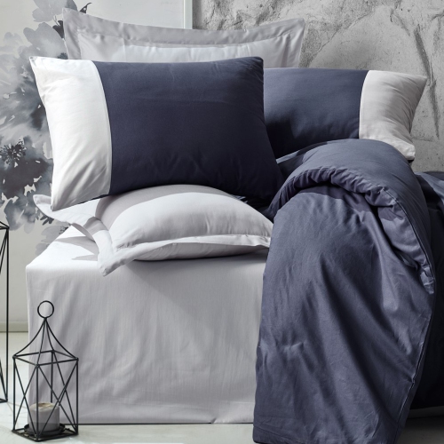 SUSSEXHOME Midnight Thoughts Duvet Cover Set Dark Blue, 1 Duvet Cover, 1 Fitted Sheet and 2 Pillowcases, Iron Safe, Hypoallergenic, Breathable