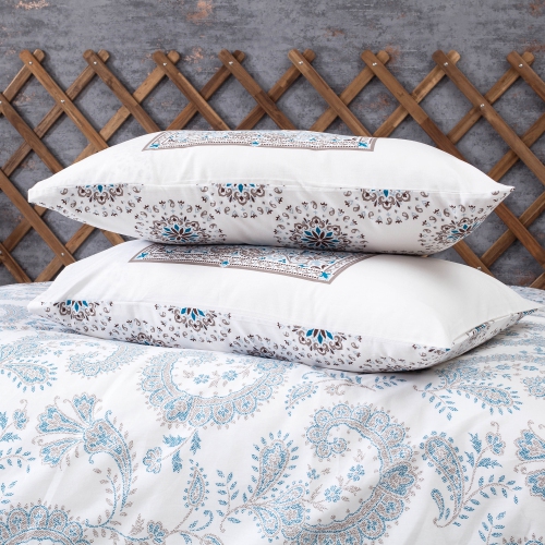 SUSSEXHOME Paisley Brown Duvet Cover Set - Beige Full Size Duvet Cover, 1 Duvet Cover, 1 Fitted Sheet and 2 Pillowcases - Iron Safe, Hypoallergenic,