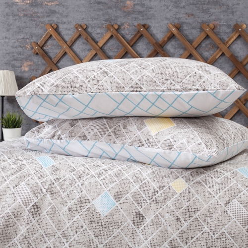 SUSSEXHOME Beige Creations Duvet Cover Set Turquoise, Queen Size Duvet Cover, 1 Duvet Cover, 1 Fitted Sheet and 2 Pillowcases, Iron Safe,