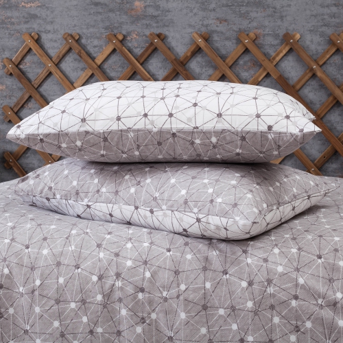 SUSSEXHOME Gray Connections Duvet Cover Set, Queen Size, 1 Duvet Cover, 1 Fitted Sheet and 2 Pillowcases, Iron Safe, Hypoallergenic, Breathable