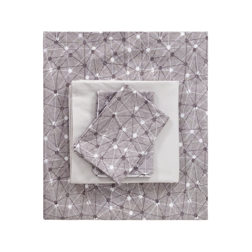 SUSSEXHOME Gray Connections Duvet Cover Set, Queen Size, 1 Duvet Cover, 1 Fitted Sheet and 2 Pillowcases, Iron Safe, Hypoallergenic, Breathable