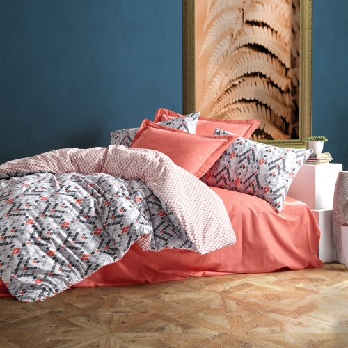 SUSSEXHOME Orange Paradise Duvet Cover Set Orange, Full Size Duvet Cover, 1 Duvet Cover, 1 Fitted Sheet and 2 Pillowcases, Iron Safe, Hypoallergenic,