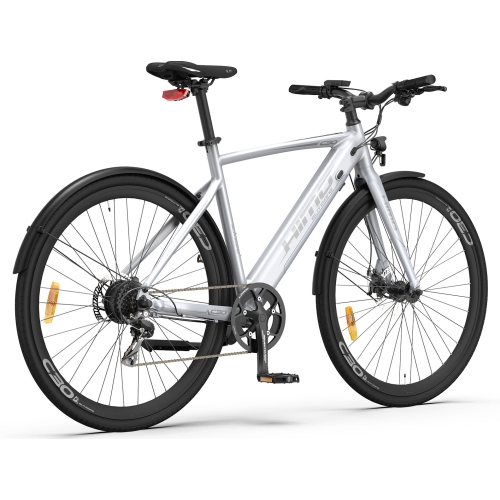 HIMO C30R 27.5" Electric Bike - Silver Range up to 120 KM, Removable 36V/10Ah Battery, Shimano 9-Speed Transmission System, 5 electric-assist modes