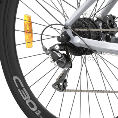 HIMO C30R 27.5" Electric Bike - Silver Range up to 120 KM, Removable 36V/10Ah Battery, Shimano 9-Speed Transmission System, 5 electric-assist modes