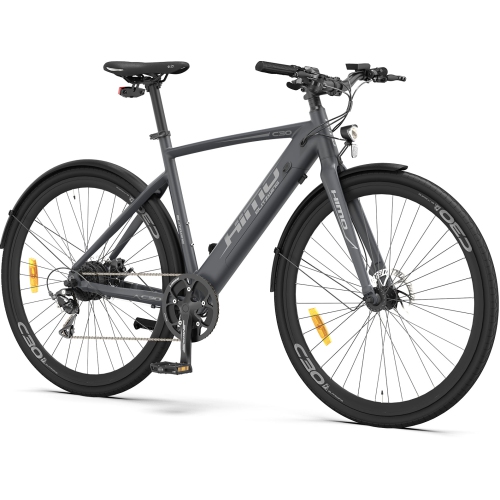 Vélo électrique HIMO de C30R 27,5 po - Gris autonomie jusqu'à 120 KM, batterie amovible 36&nbsp;V/10Ah, système de transmission Shimano à 9 vitesses,
