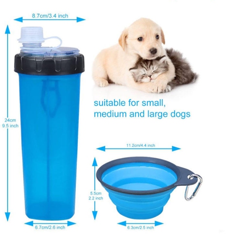 Dog Water Bottle Dog Bowls for Traveling Pet Food Container 2-in-1 with Collapsible Dog Bowls, Outdoor Dog Water Bowls for Walking Hiking Travelling
