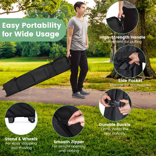 Costway 13x13ft Patio Pop-Up Gazebo Canopy Tent Instant Sun Shelter Outdoor Wheeled Bag