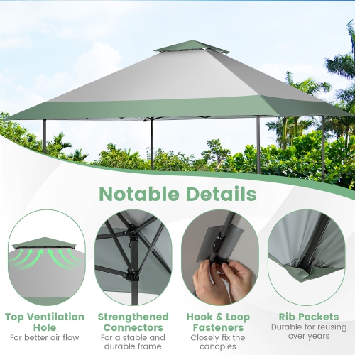 Costway 13x13ft Patio Pop-Up Gazebo Canopy Tent Instant Sun Shelter Outdoor Wheeled Bag