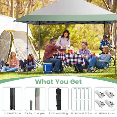 Costway 13x13ft Patio Pop-Up Gazebo Canopy Tent Instant Sun Shelter Outdoor Wheeled Bag