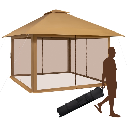 Image 1 de 10.. Costway 13x13ft Pop-up Instant Canopy Tent Mesh Sidewall UV50+ Adjust Outdoor Patio