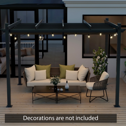 Abri d'extérieur en aluminium rétractable Pergola, treillis raisin, 10 x 12 pi de Costway