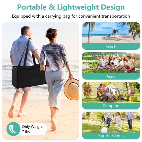 Costway 20 x 20 FT Beach Sunshade Canopy UPF50+ with Carry Bag & 8 Sandbags & Shovel