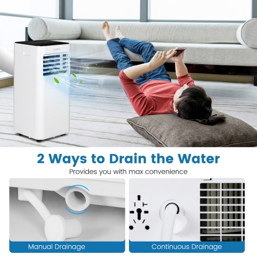 Costway 8000 BTU Portable Air Conditioner 4-in-1 AC Unit with Cool Fan Dehum Sleep Mode