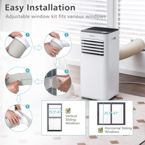 Costway 8000 BTU Portable Air Conditioner 3-in-1 Air Cooler with Fan Dehum Sleep Mode