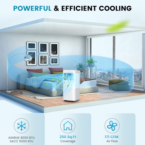 Costway 8000 BTU Portable Air Conditioner 4-in-1 AC Unit with Cool Fan Dehum Sleep Mode