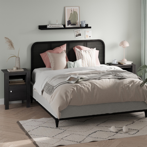 Table de chevet compacte de Costway avec table d'extrémité et tablette ouverte et armoire