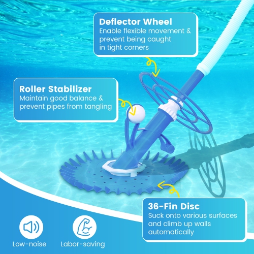 Costway Upgraded Automatic Pool Cleaner Swimming Pool Vacuum Sweeper with10 Extension Hose