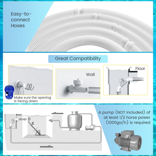Costway Upgraded Automatic Pool Cleaner Swimming Pool Vacuum Sweeper with10 Extension Hose