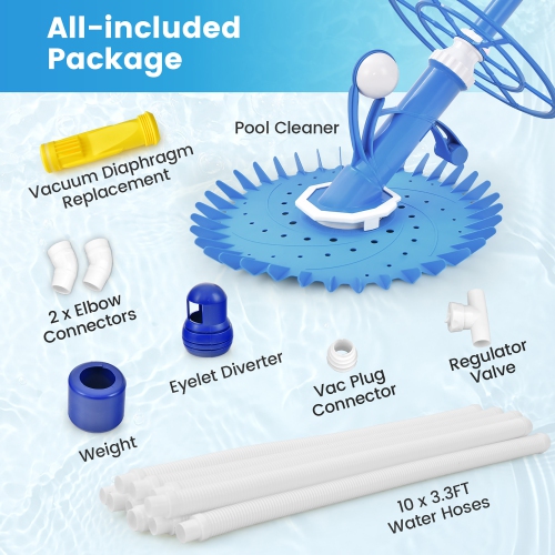 Costway Upgraded Automatic Pool Cleaner Swimming Pool Vacuum Sweeper with10 Extension Hose