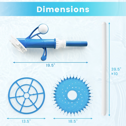 Costway Upgraded Automatic Pool Cleaner Swimming Pool Vacuum Sweeper with10 Extension Hose