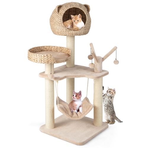 Costway 48" Tall Cat Tree Tower Multi-Level Play Activity Center withCondo Hammock Cushion