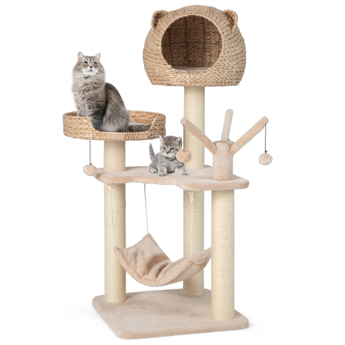 Costway 48" Tall Cat Tree Tower Multi-Level Play Activity Center withCondo Hammock Cushion