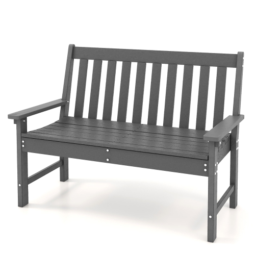 GYMAX  Garden Bench All-Weather HDpe 2-Person Outdoor Bench for Front Porch Backyard