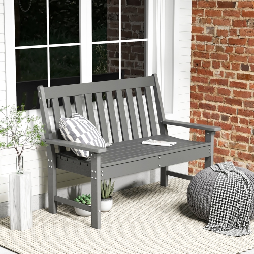 Gymax Garden Bench All-Weather HDPE 2-Person Outdoor Bench for Front Porch Backyard