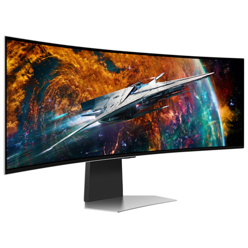 Samsung Odyssey OLED G9 49" QHD 240Hz 0.03ms GTG Curved OLED G-Sync FreeSync Smart Monitor – Silver