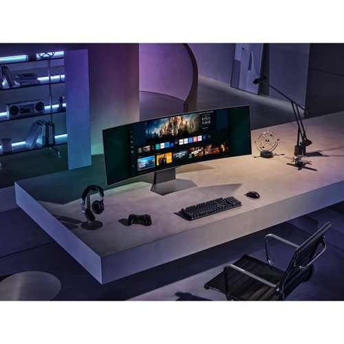Samsung Odyssey OLED G9 49" QHD 240Hz 0.03ms GTG Curved OLED G-Sync FreeSync Smart Monitor (LS49CG954SNXZA) – Silver