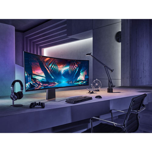 Samsung Odyssey OLED G9 49" QHD 240Hz 0.03ms GTG Curved OLED G-Sync FreeSync Smart Monitor – Silver