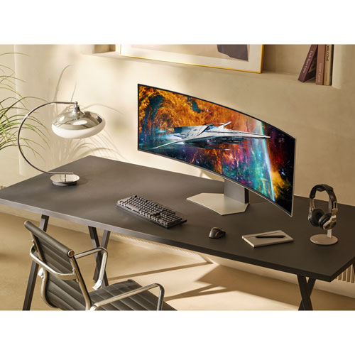 Samsung Odyssey OLED G9 49" QHD 240Hz 0.03ms GTG Curved OLED G-Sync FreeSync Smart Monitor (LS49CG954SNXZA) – Silver