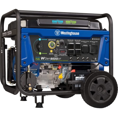 Westinghouse WGen9500DF Dual Fuel Home Backup Portable Generator, 12500 Peak Watts & 9500 Rated Watts, Remote Electric Start, Transfer Switch Ready,