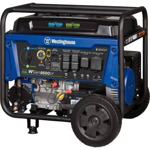 Westinghouse WGen9500DF Dual Fuel Home Backup Portable Generator, 12500 Peak Watts & 9500 Rated Watts, Remote Electric Start, Transfer Switch Ready,