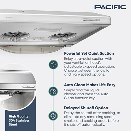 Pacific AC3000BS Auto Clean Under Cabinet Range Hood