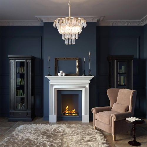 Modern Gold Bedroom Chandelier, 4-Light Empire Gold Mid-century Glam with Tiered Crystal Modern/Contemporary LED Dry rated Chandelier