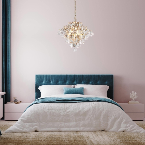 Drops Crystal Chandelier, 3-Light Modern Farmhouse Gold Kitchen Pendant Light for Dining Living Room