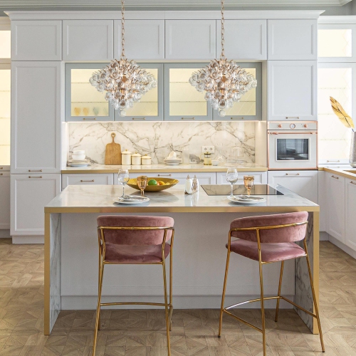 Drops Crystal Chandelier, 3-Light Modern Farmhouse Gold Kitchen Pendant Light for Dining Living Room