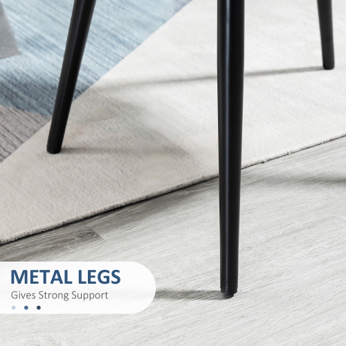 HOMCOM Modern Dining Chairs, Mid-Back Velvet-touch Upholstery Side Chair, Table Chair for Living Room, Dining Room, Dark Blue, Set of 4