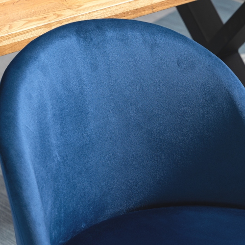 HOMCOM Modern Dining Chairs, Mid-Back Velvet-touch Upholstery Side Chair, Table Chair for Living Room, Dining Room, Dark Blue, Set of 4