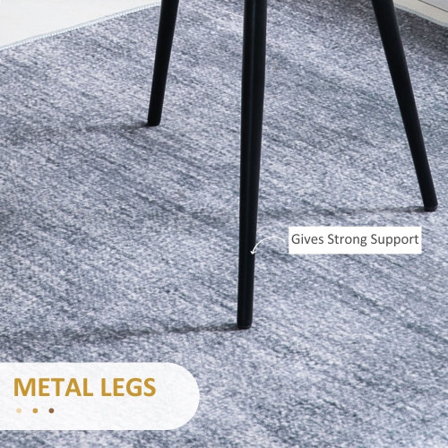 HOMCOM Modern Dining Chairs, Mid-Back Velvet-touch Upholstery Side Chair, Table Chair for Living Room, Dining Room, Grey, Set of 4