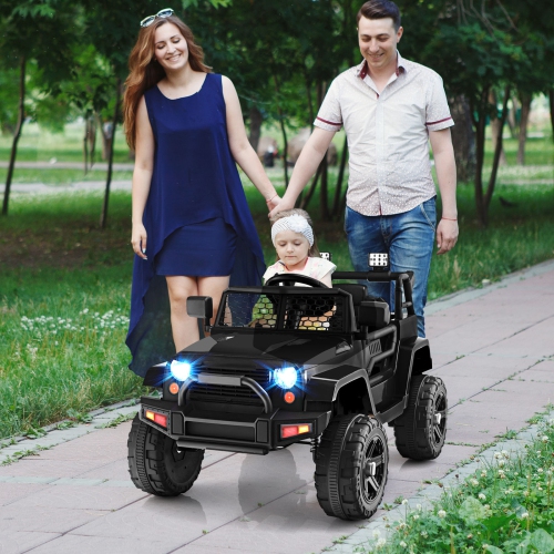 Topbuy 12V Kids Ride On Car Electric Vehicle Jeep with Parental Remote Music Horn Headlights Slow Start Function Black/White/Pink