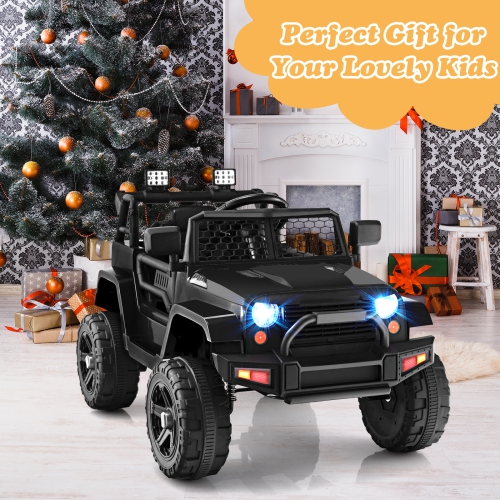 Topbuy 12V Kids Ride On Car Electric Vehicle Jeep with Parental Remote Music Horn Headlights Slow Start Function Black/White/Pink