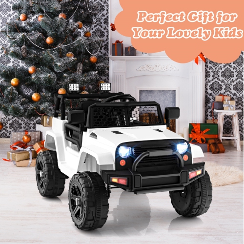 Topbuy 12V Kids Ride On Car Electric Vehicle Jeep with Parental Remote Music Horn Headlights Slow Start Function Black/White/Pink