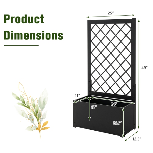 Topbuy 1PC/2PCS 49" Metal Planter Box with Trellis Raised Garden Bed with Trellis, Elevated Lattice Planter for Climbing Plants